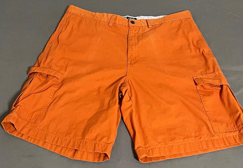 Chaps Mens Solid Orange Cotton Cargo Shorts Size 42 100% Cotton Casual Summer